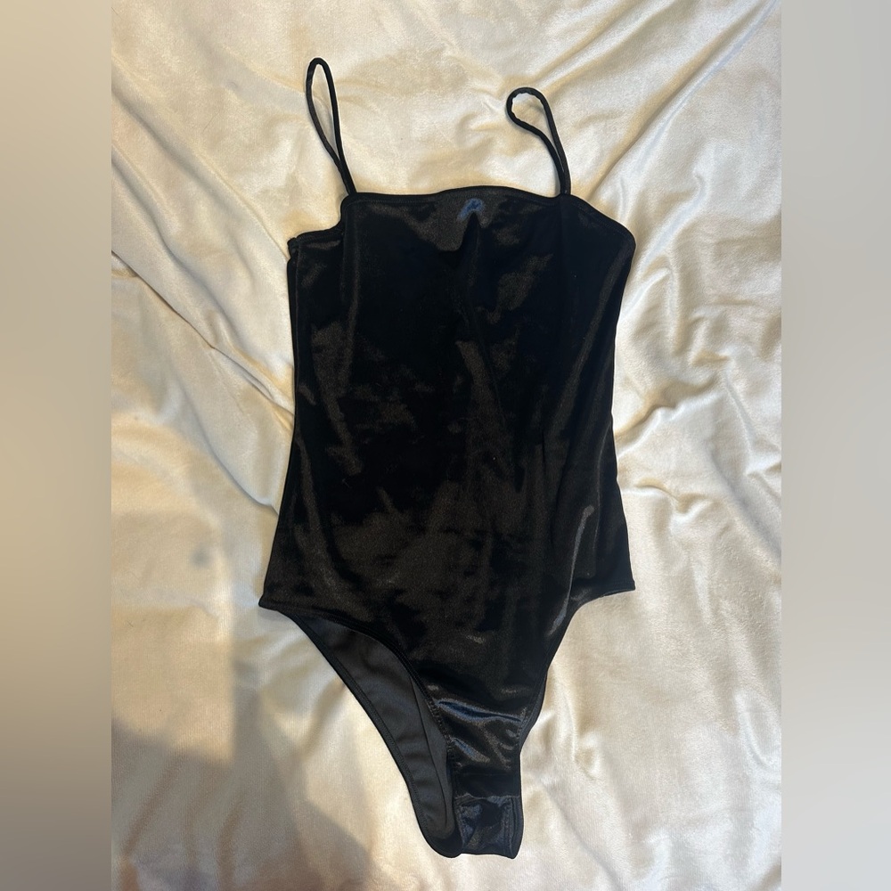 Topshop Black Velvet Bodysuit